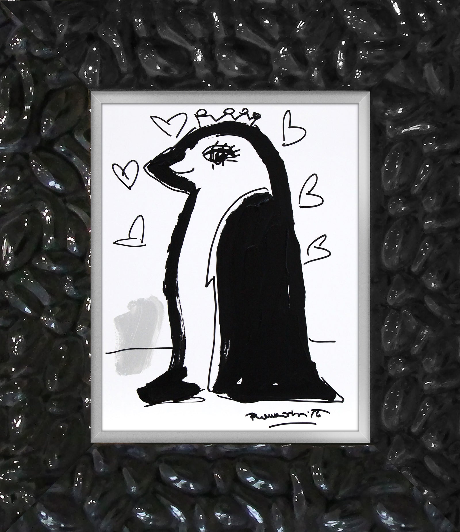 Romero Britto thomas collection penguin original drawing  colorful pop art design