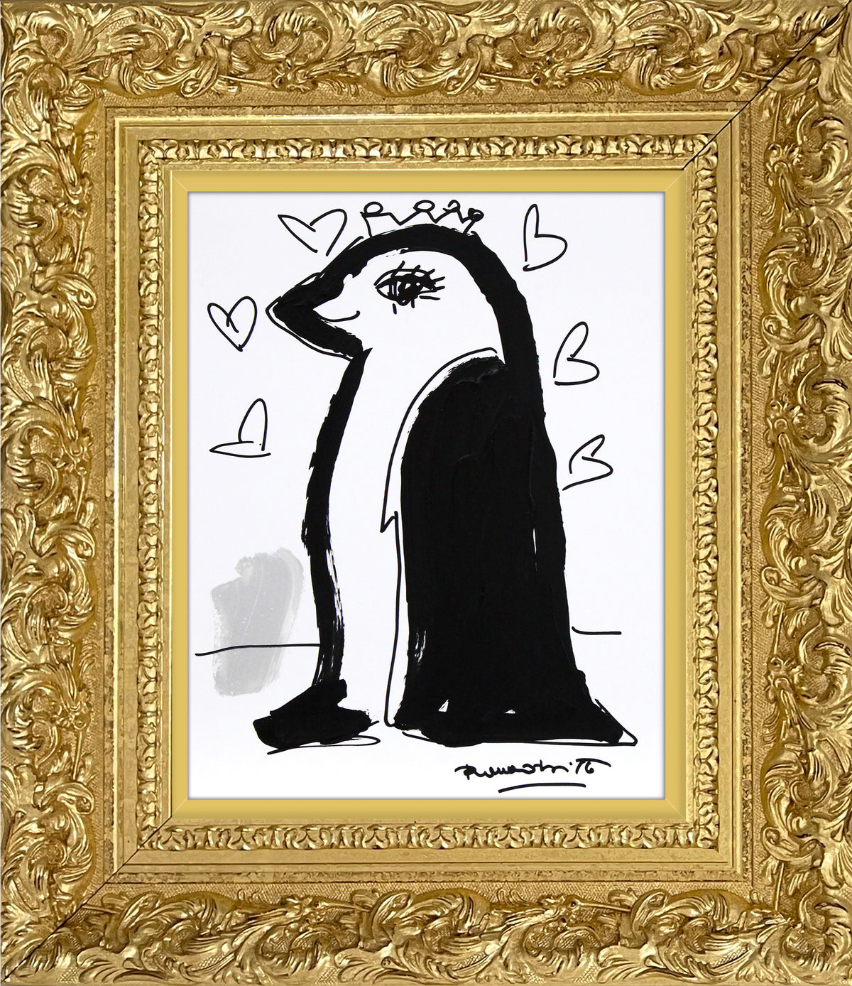 Romero Britto thomas collection penguin original drawing  contemporary pop art piece