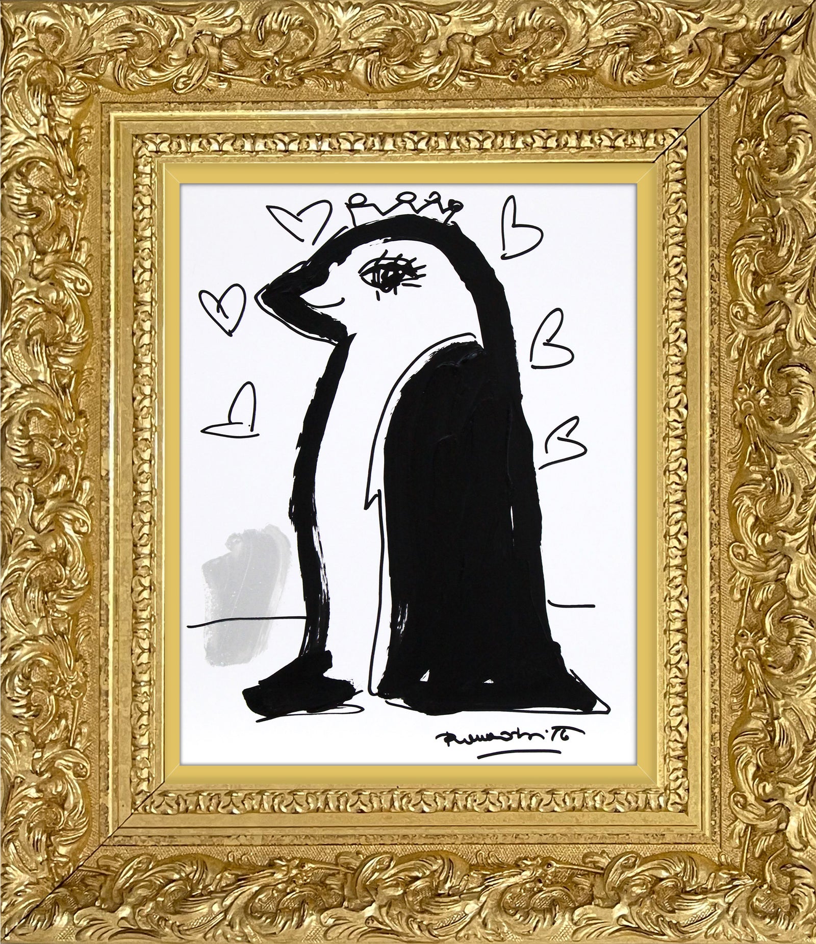 Romero Britto thomas collection penguin original drawing  contemporary pop art piece