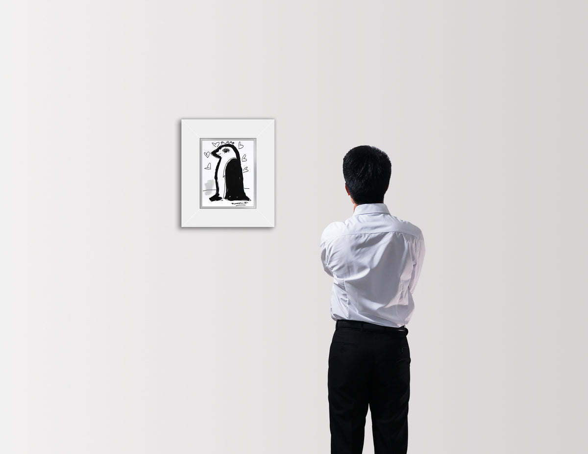 modern pop art thomas collection penguin original drawing  vibrant home decor