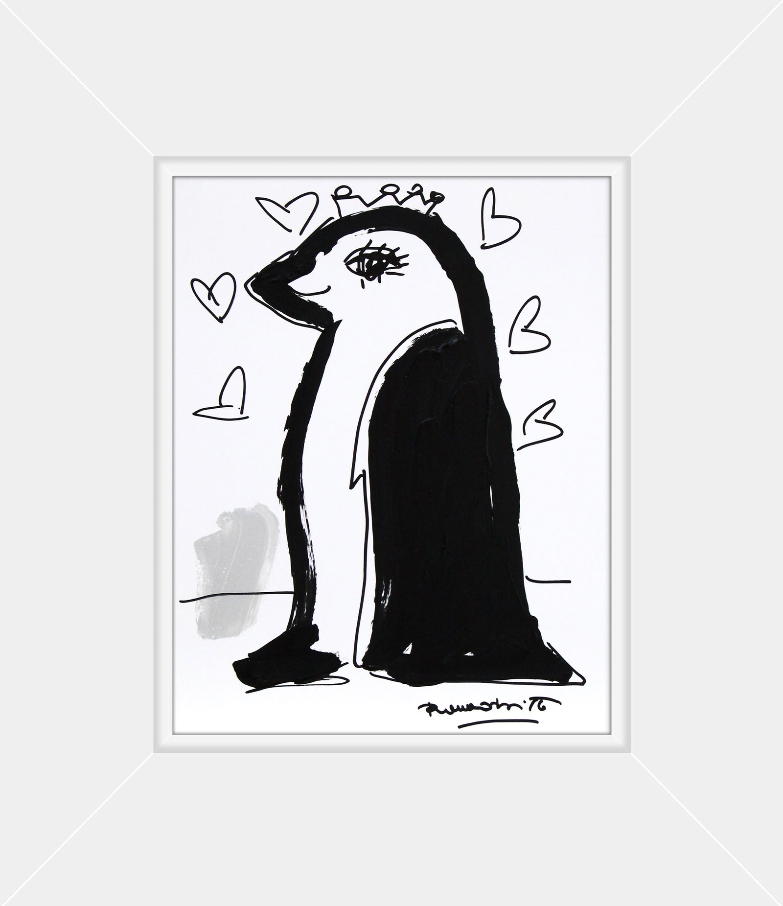 modern pop art thomas collection penguin original drawing  vibrant home decor