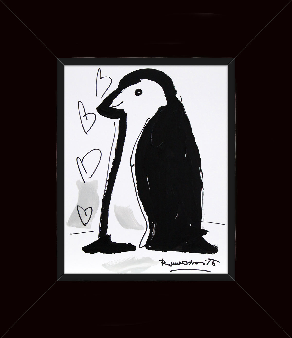 Romero Britto thomas collection penguin original drawing  colorful pop art design