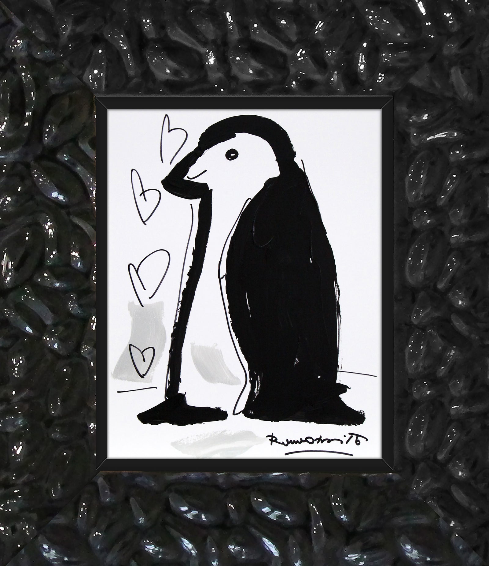 modern pop art thomas collection penguin original drawing  vibrant home decor