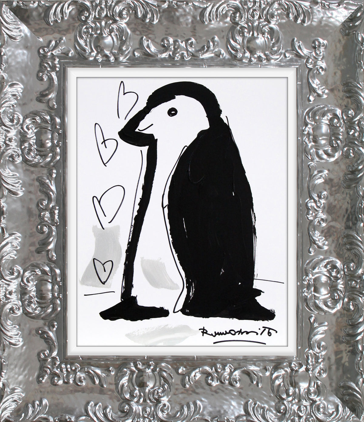 Romero Britto thomas collection penguin original drawing  colorful pop art design