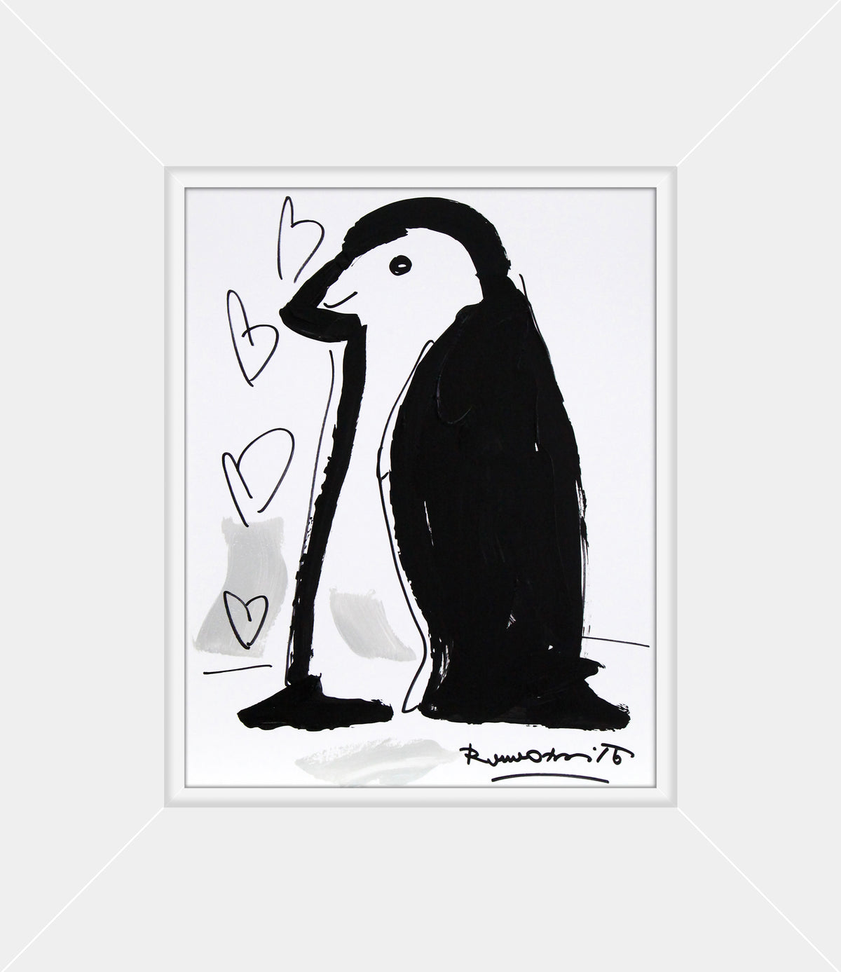 modern pop art thomas collection penguin original drawing  vibrant home decor