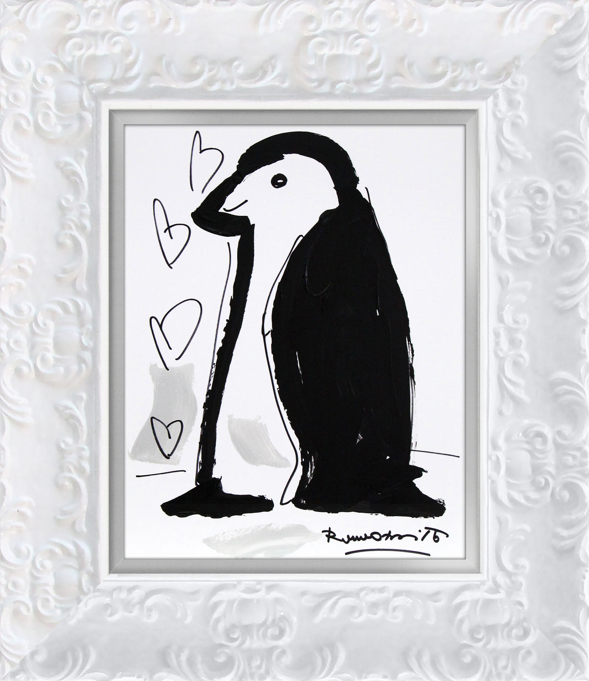 Romero Britto thomas collection penguin original drawing  colorful pop art design