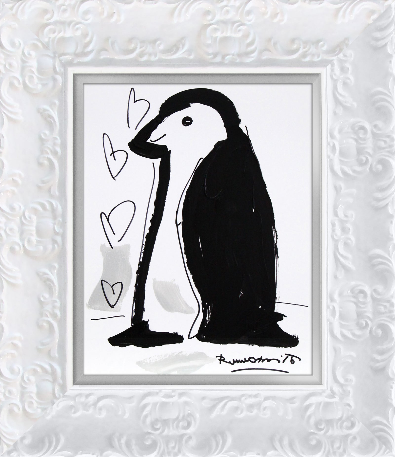 Romero Britto thomas collection penguin original drawing  colorful pop art design