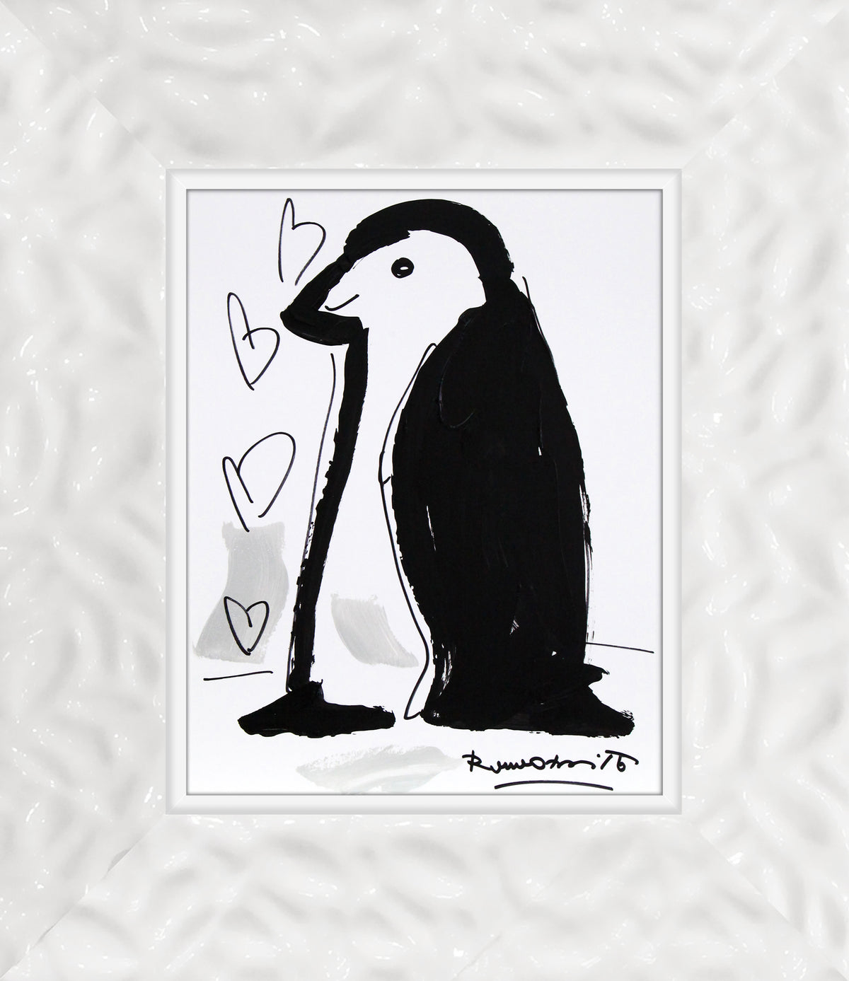 modern pop art thomas collection penguin original drawing  vibrant home decor