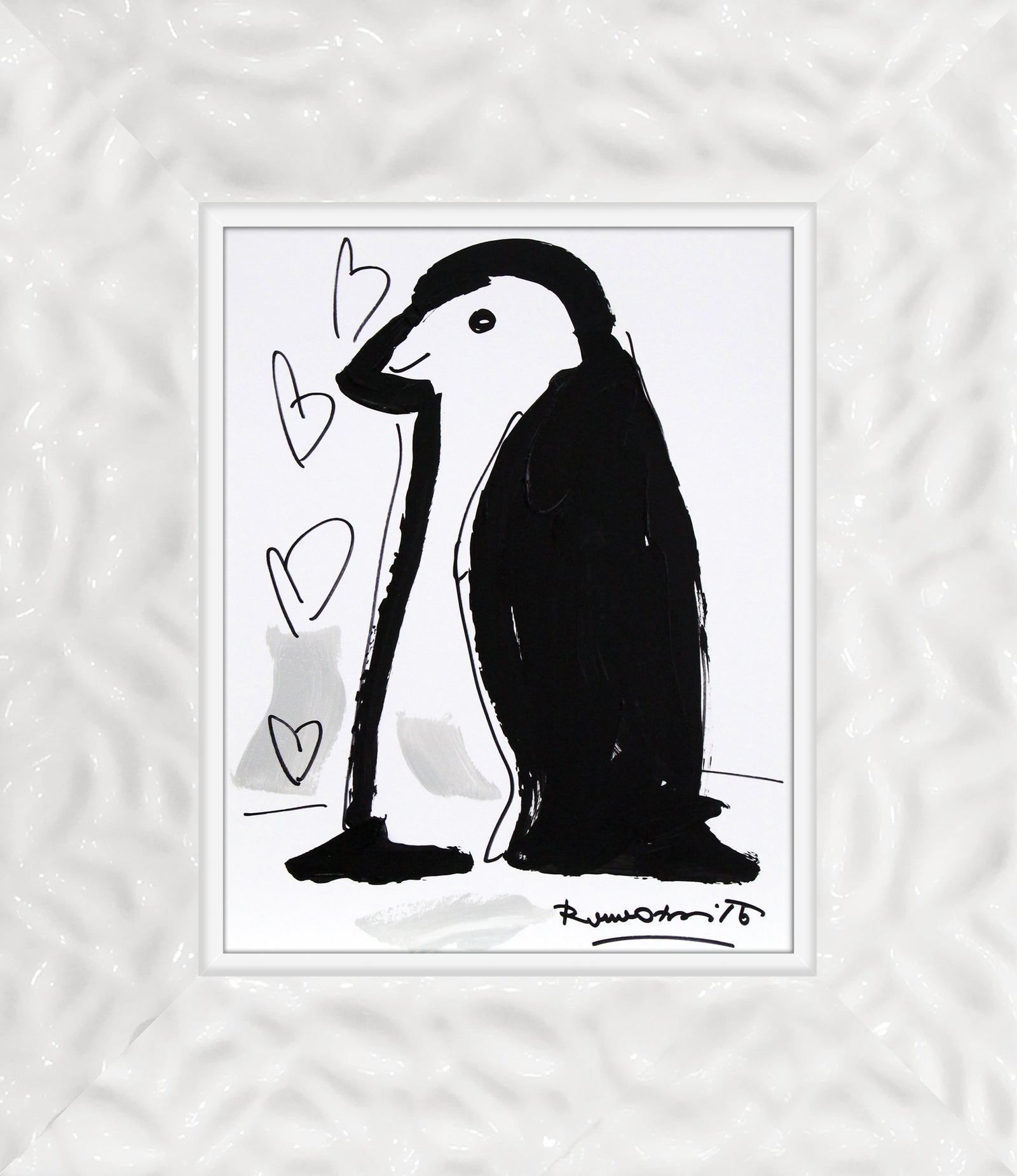 modern pop art thomas collection penguin original drawing  vibrant home decor