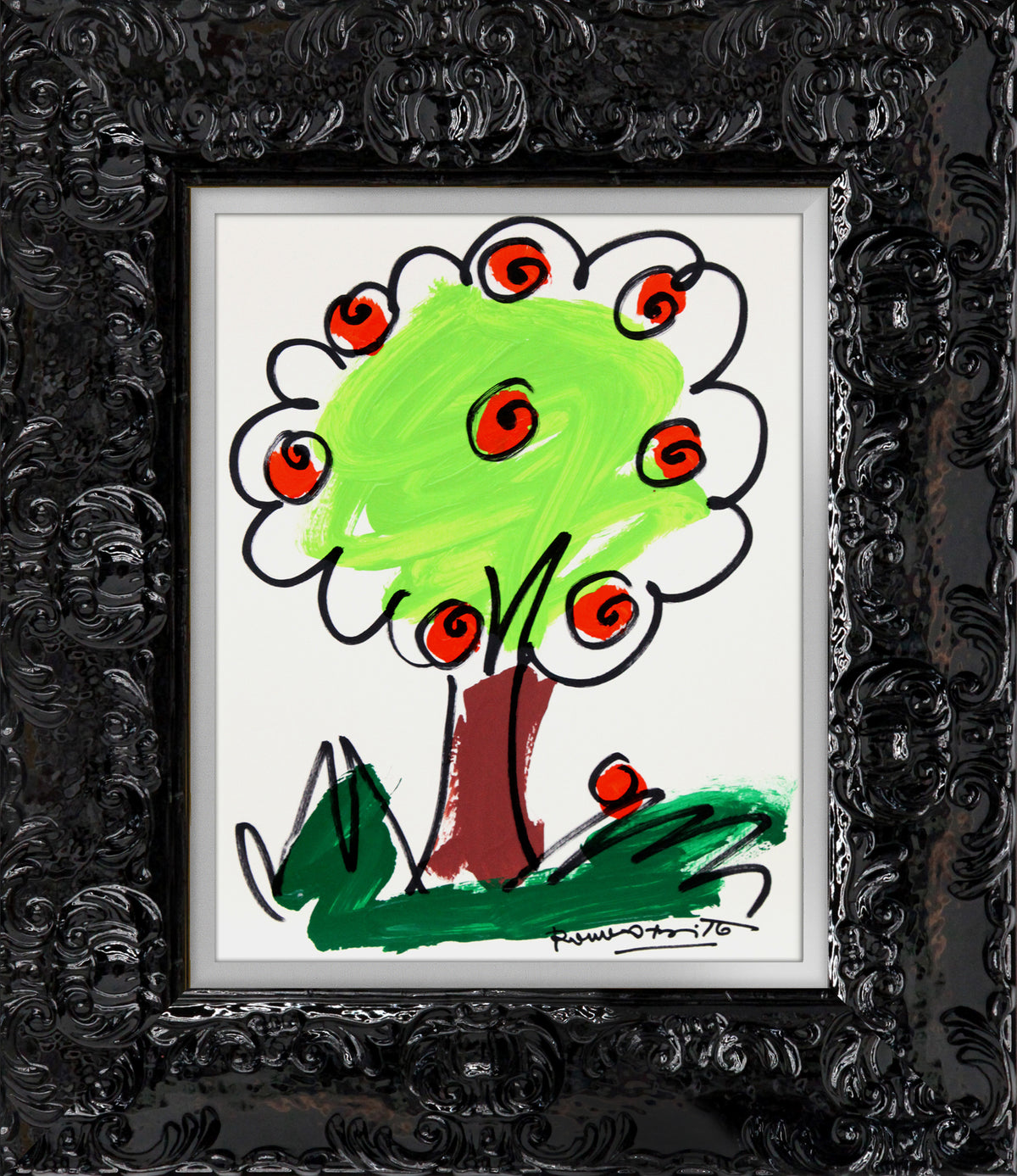 modern pop art thomas collection tree original drawing  vibrant home decor