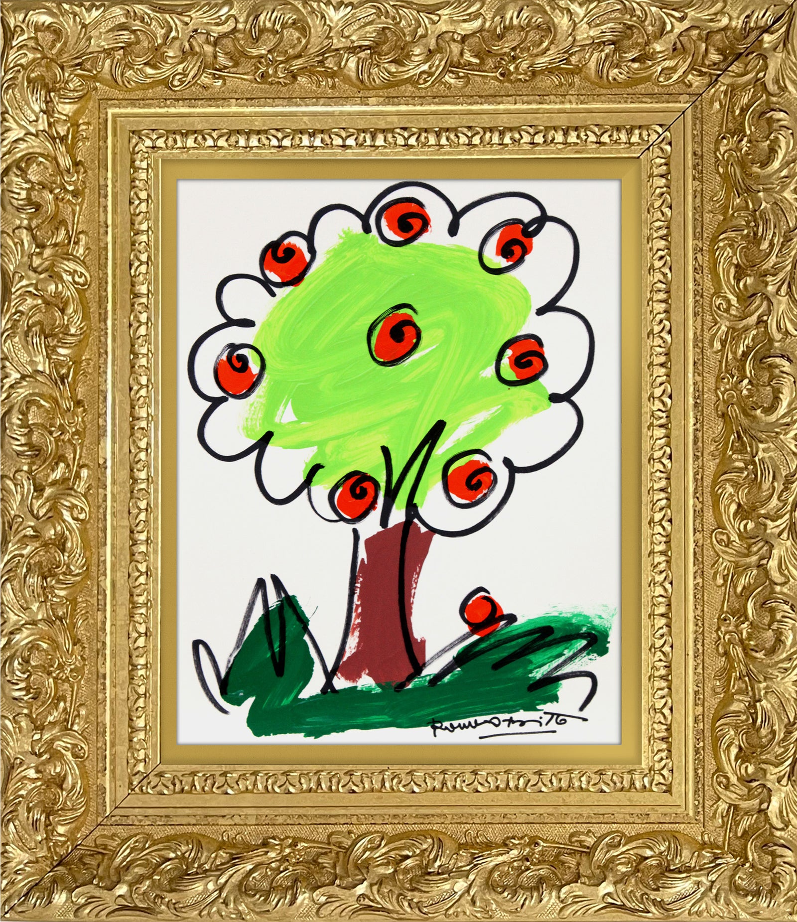 Romero Britto thomas collection tree original drawing  colorful pop art design