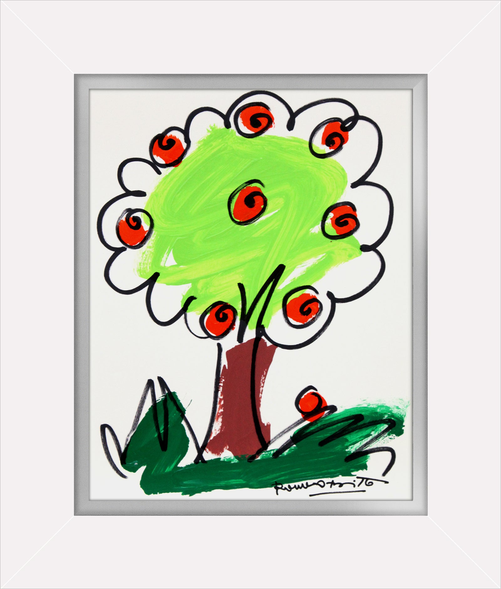 modern pop art thomas collection tree original drawing  vibrant home decor