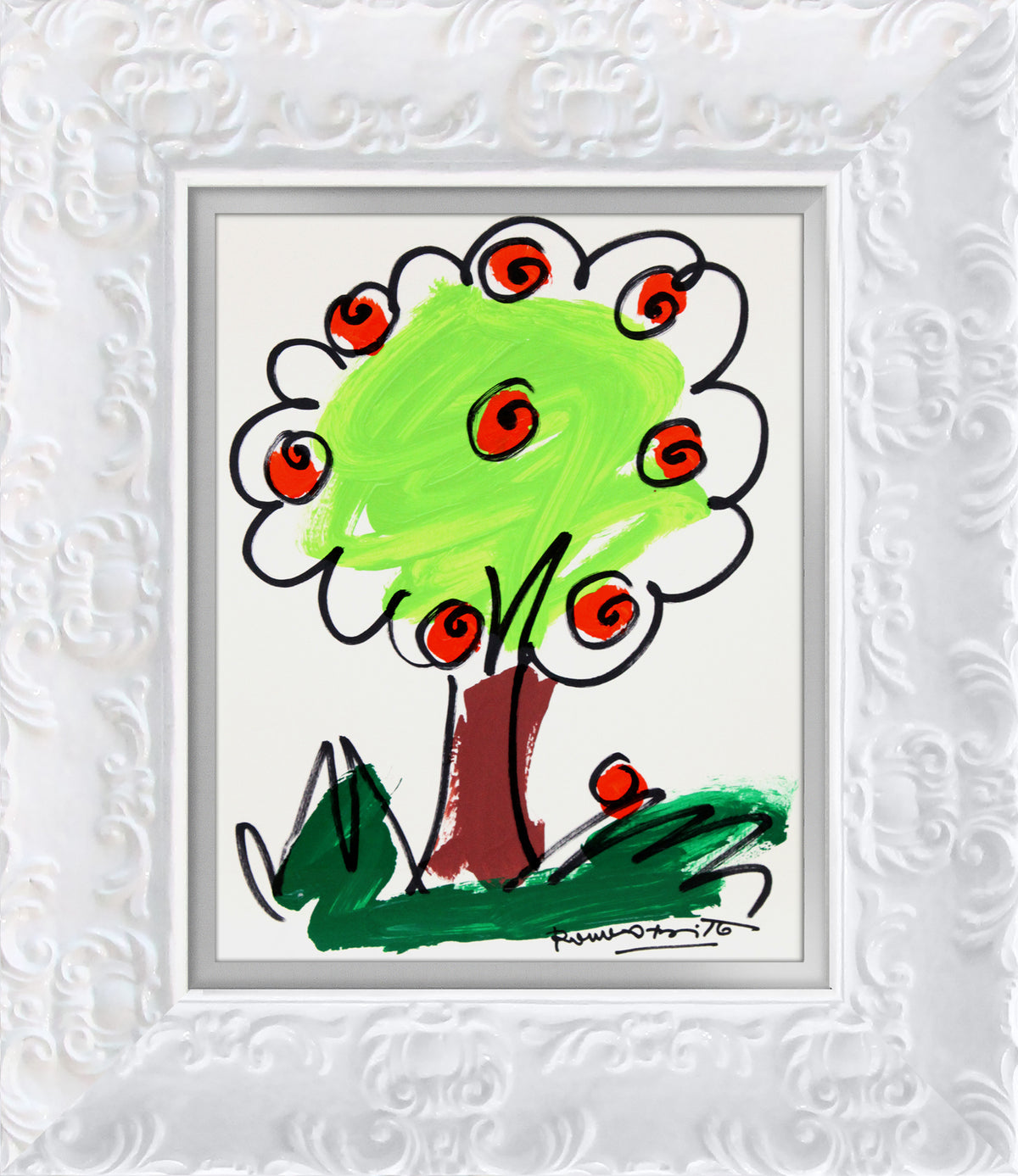 Romero Britto thomas collection tree original drawing  contemporary pop art piece