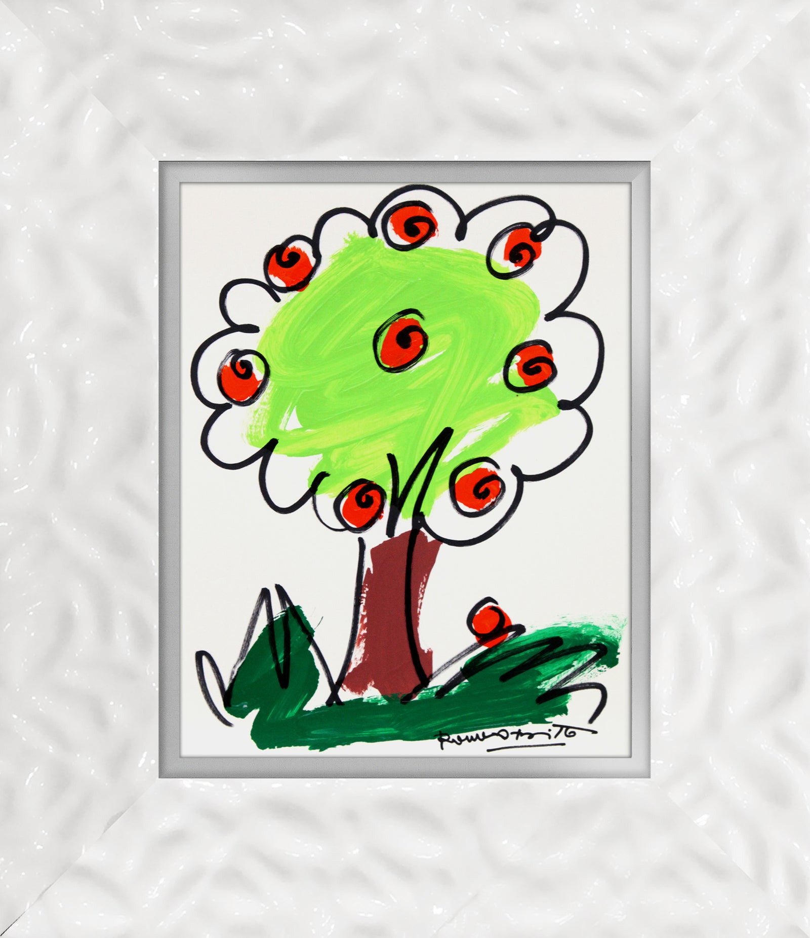 thomas collection tree original drawing  colorful decorative collectible gift idea