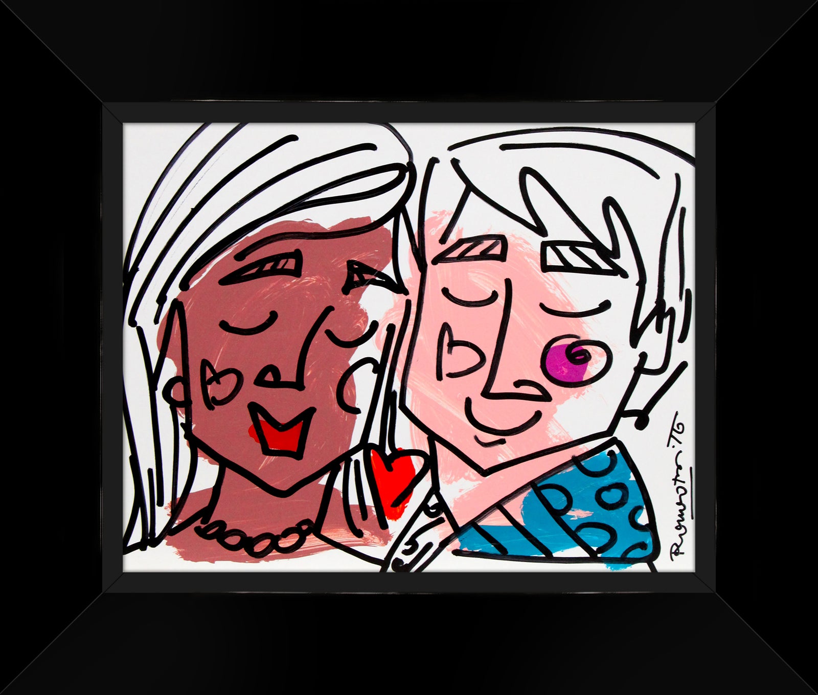 Romero Britto love collection original drawing  contemporary pop art piece
