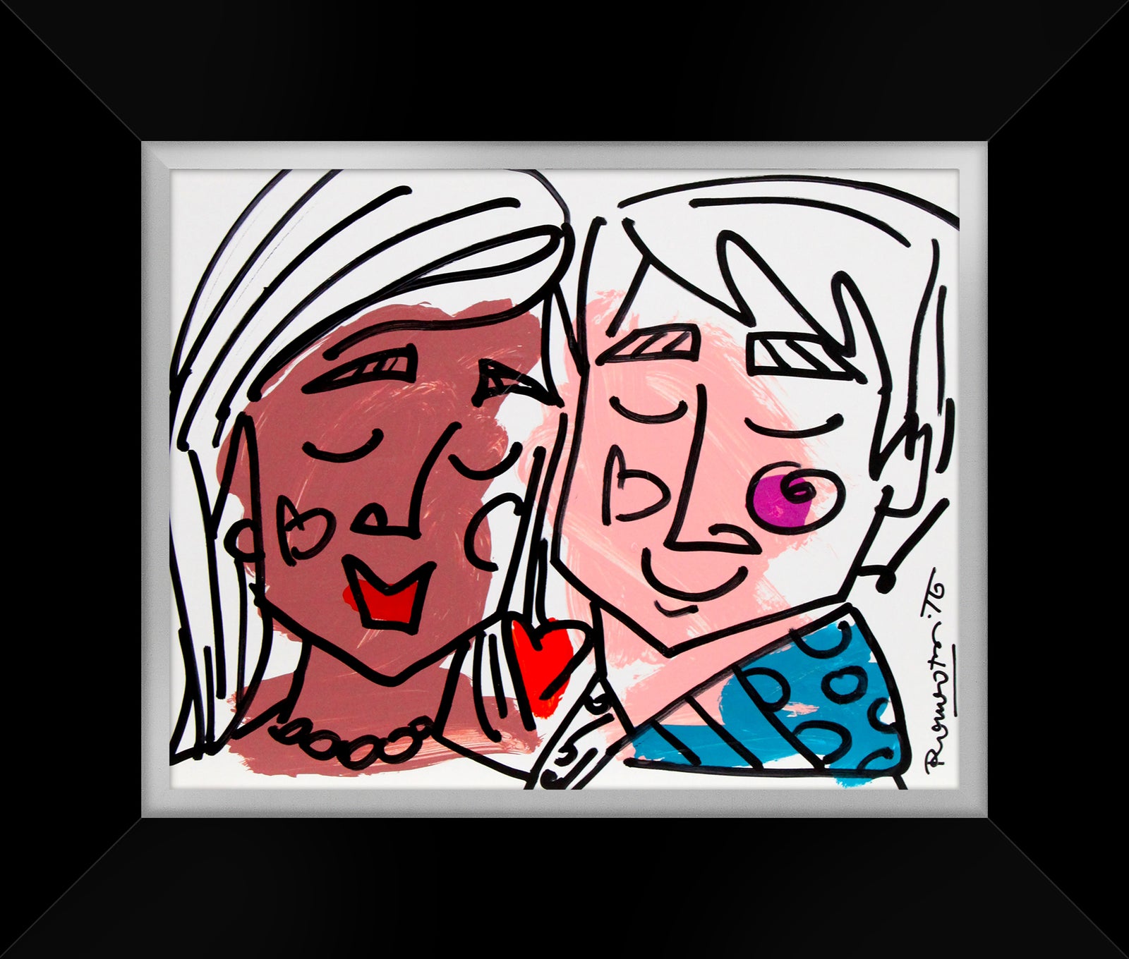 Romero Britto love collection original drawing  colorful pop art design