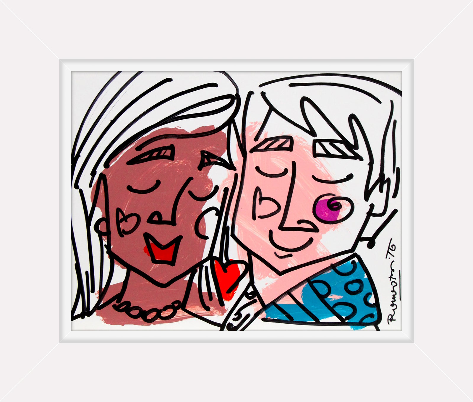 modern pop art love collection original drawing  vibrant home decor