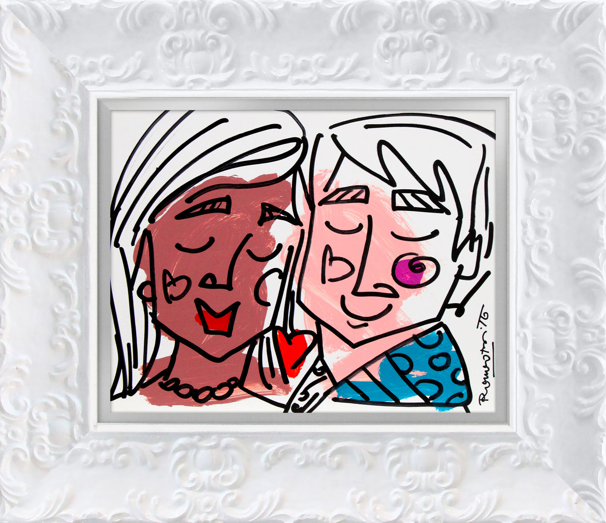 Romero Britto love collection original drawing  contemporary pop art piece