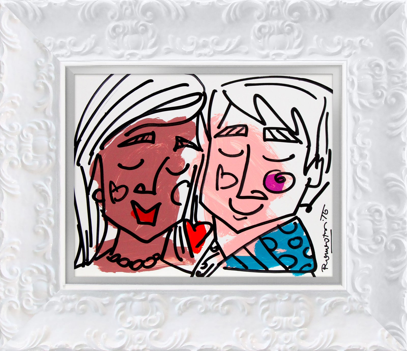Romero Britto love collection original drawing  contemporary pop art piece