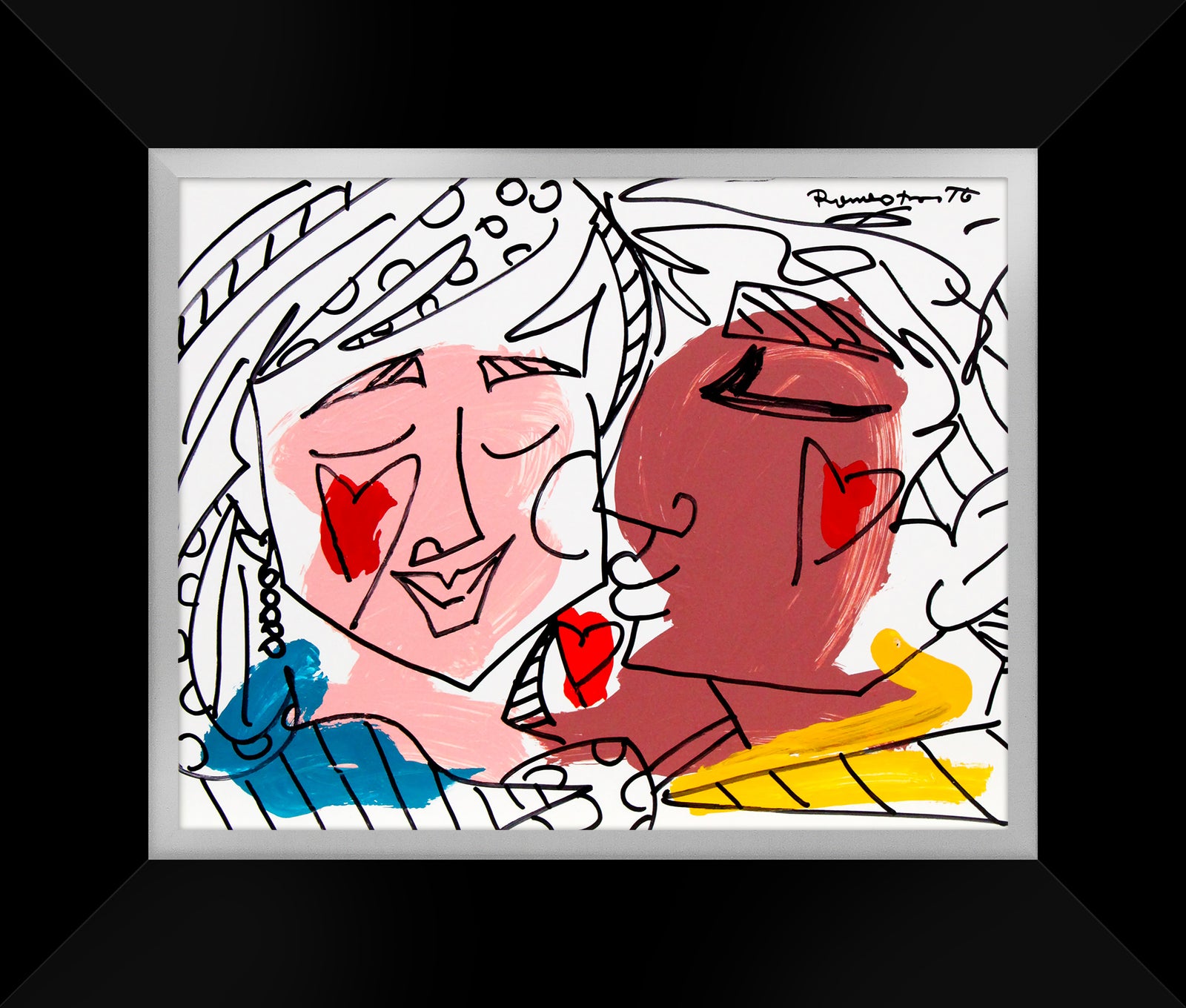 modern pop art love collection original drawing  vibrant home decor