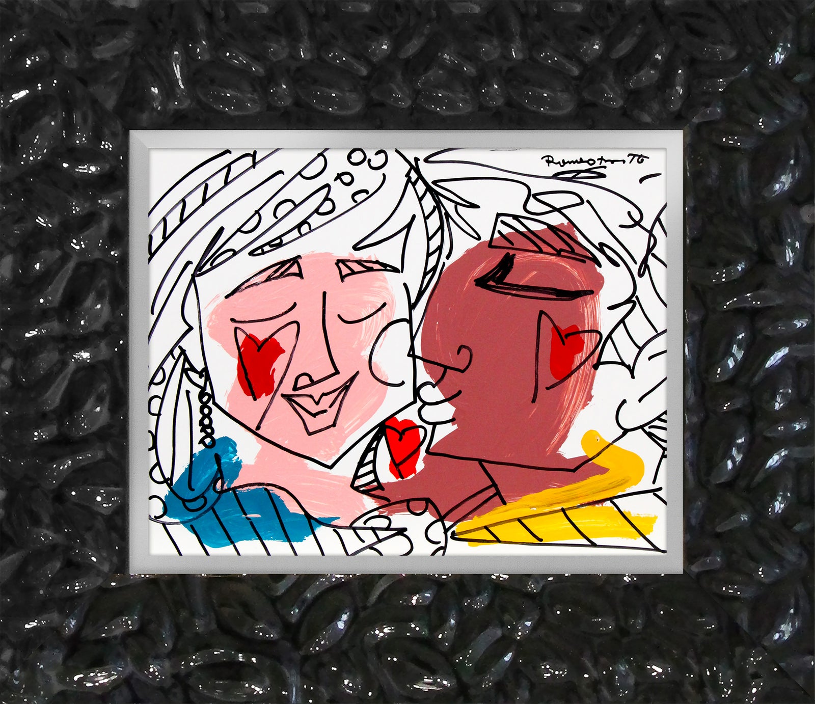 Romero Britto love collection original drawing  contemporary pop art piece