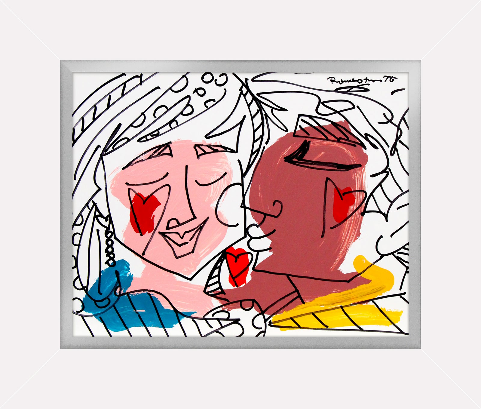 Romero Britto love collection original drawing  contemporary pop art piece