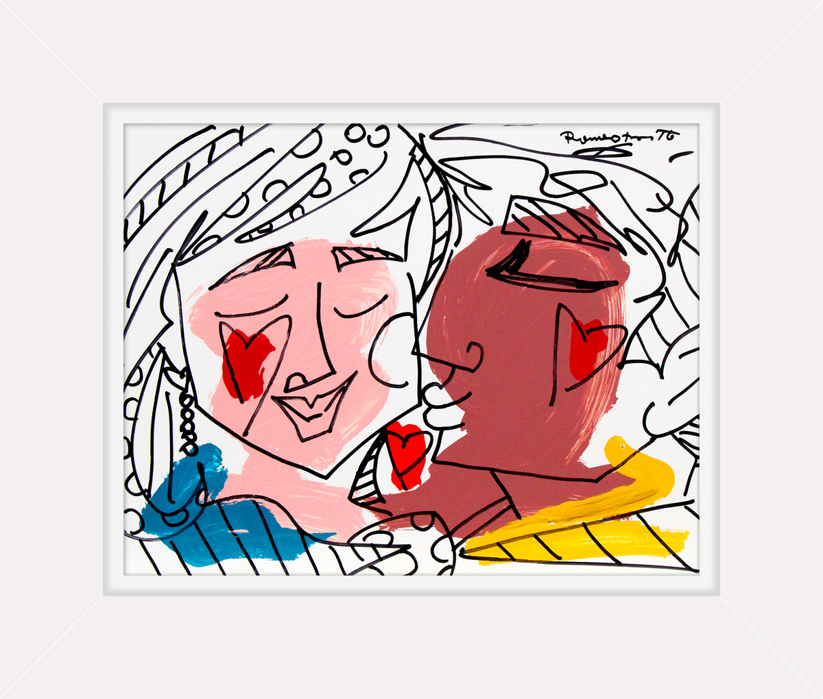 modern pop art love collection original drawing  vibrant home decor
