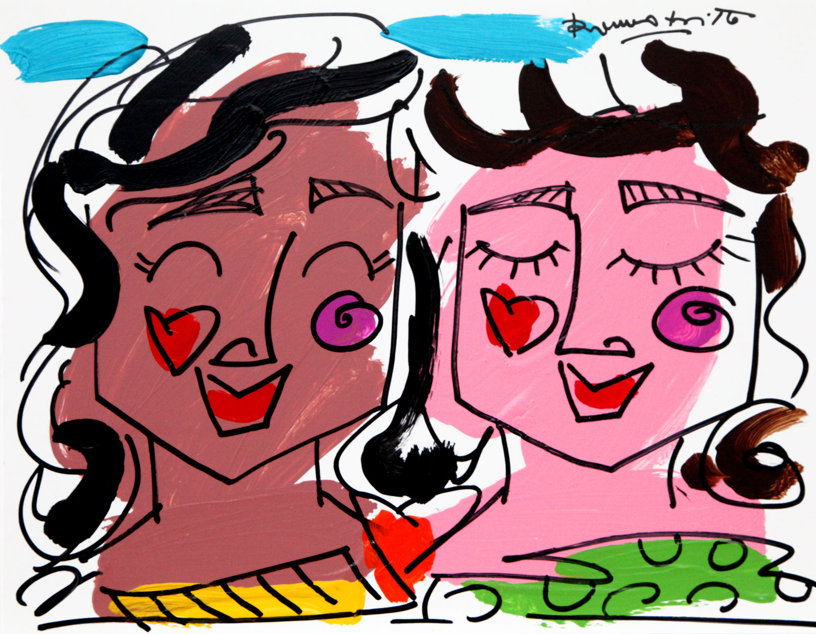 Romero Britto love collection original drawing  colorful pop art design