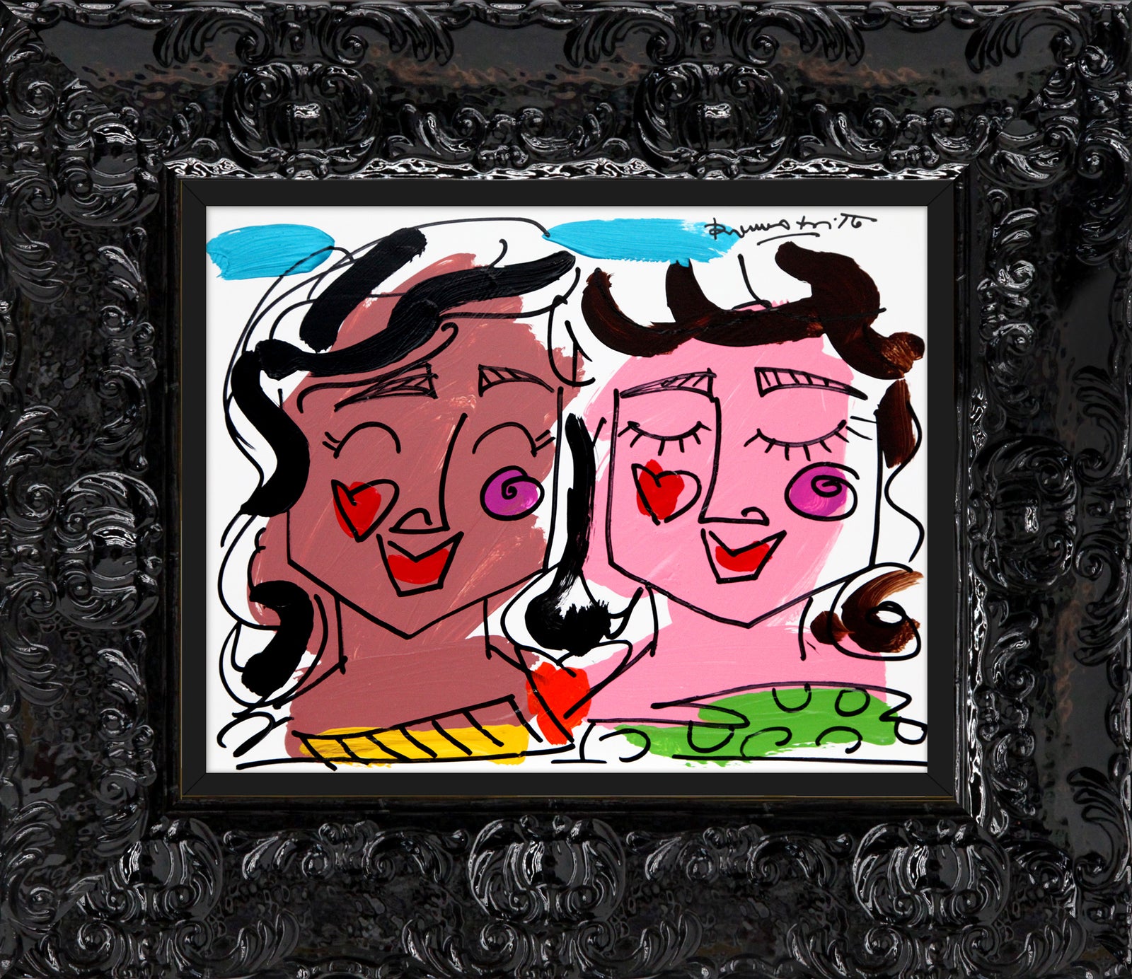 Romero Britto love collection original drawing  contemporary pop art piece