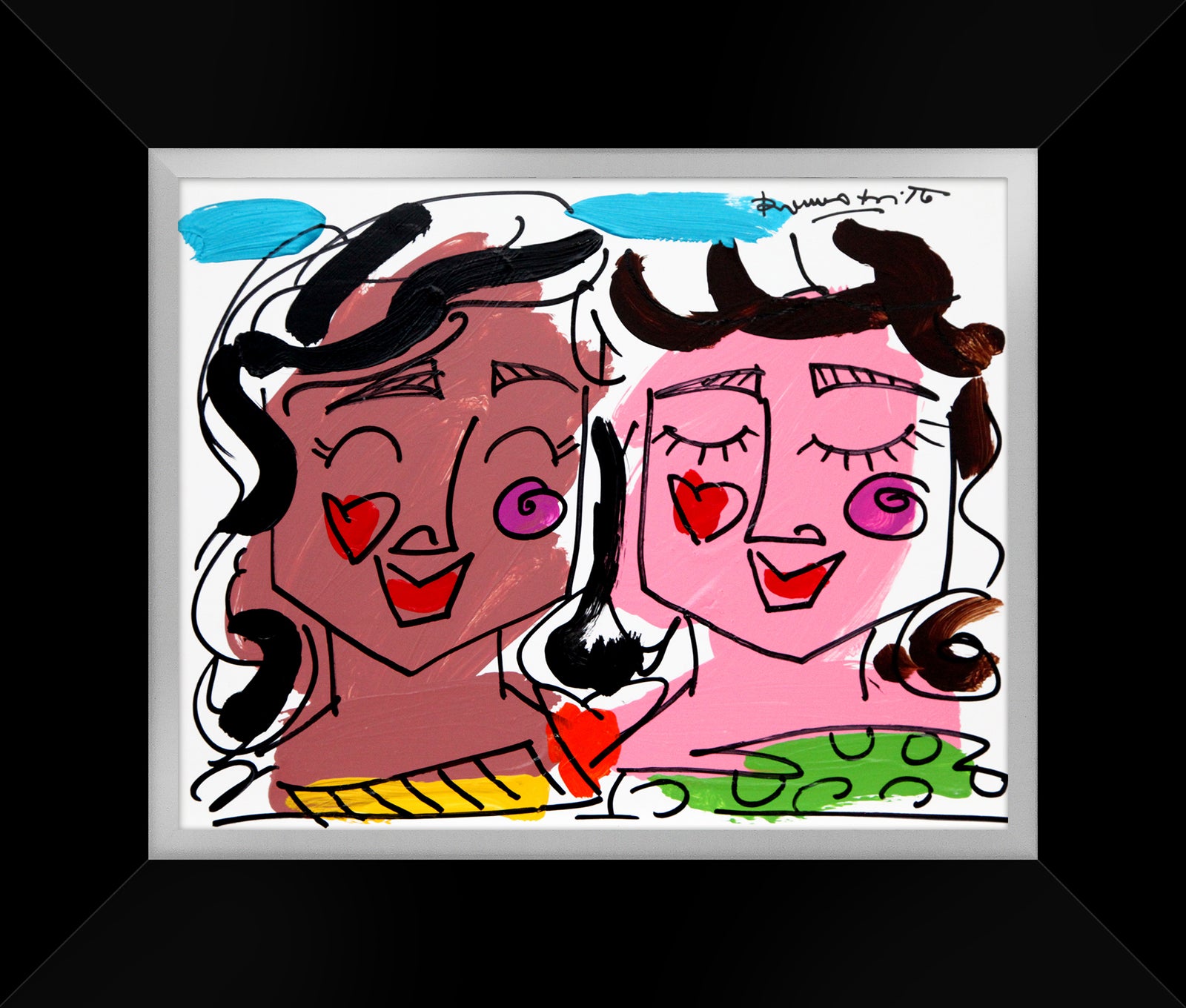 modern pop art love collection original drawing  vibrant home decor