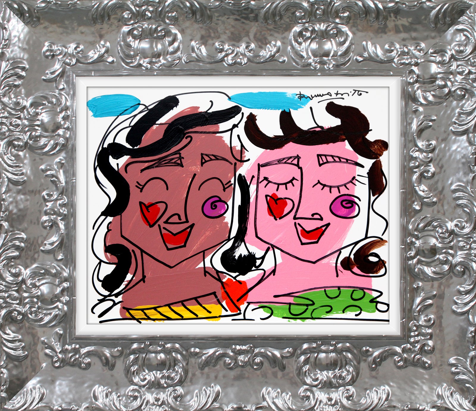 modern pop art love collection original drawing  vibrant home decor