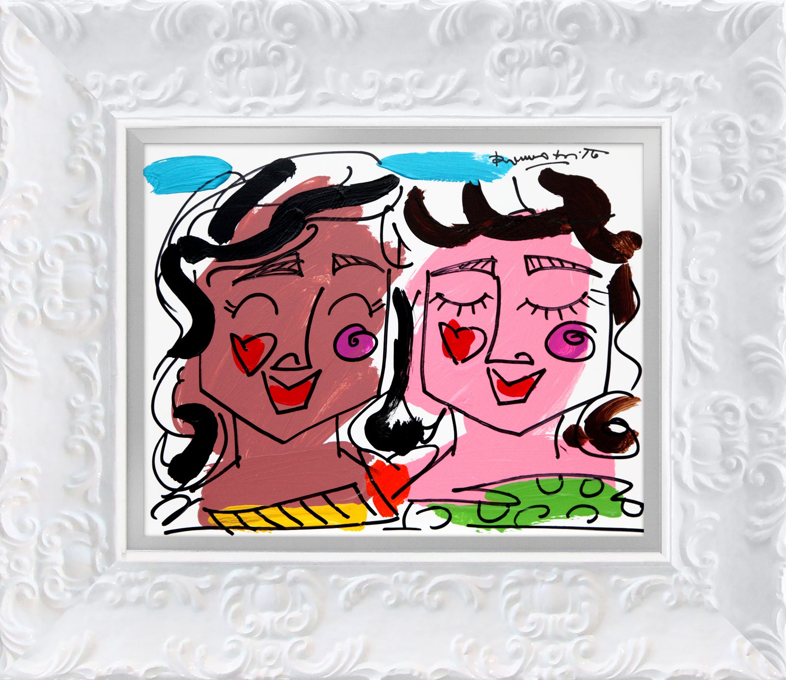 love collection original drawing  artistic colorful design collectible