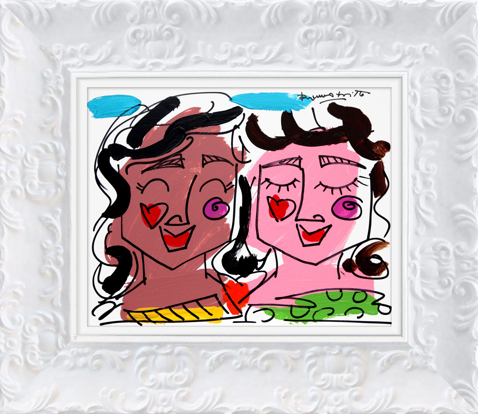 Romero Britto love collection original drawing  contemporary pop art piece