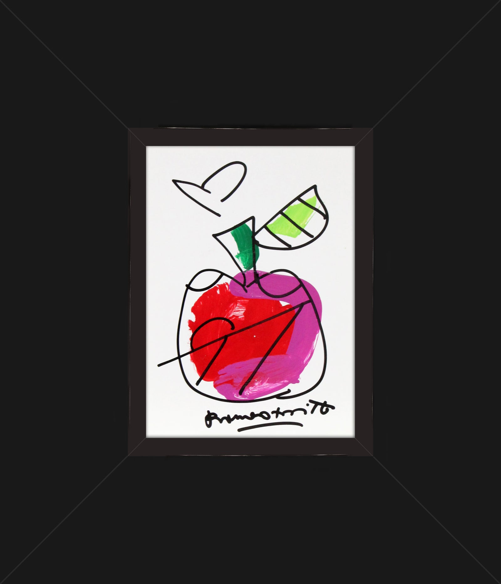 Romero Britto thomas collection apple original drawing  colorful pop art design