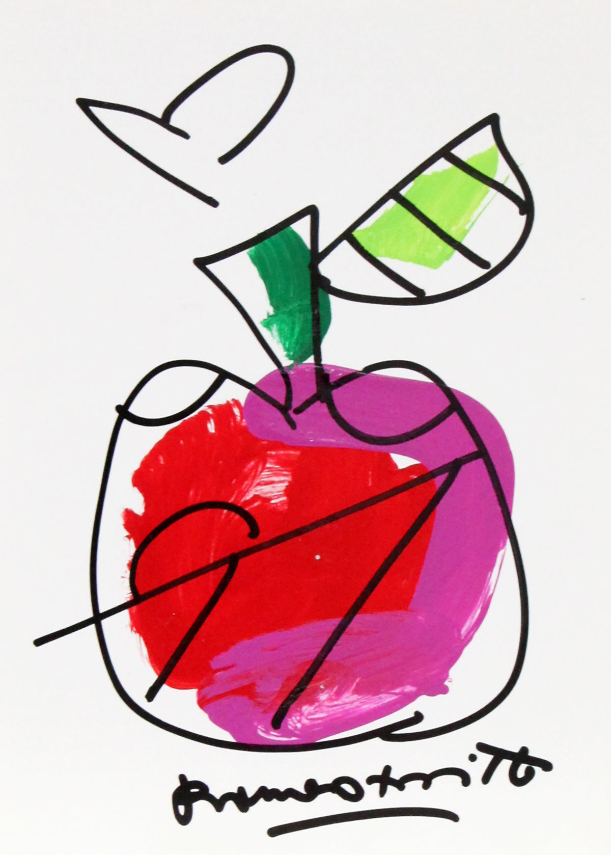 Romero Britto thomas collection apple original drawing  colorful pop art design
