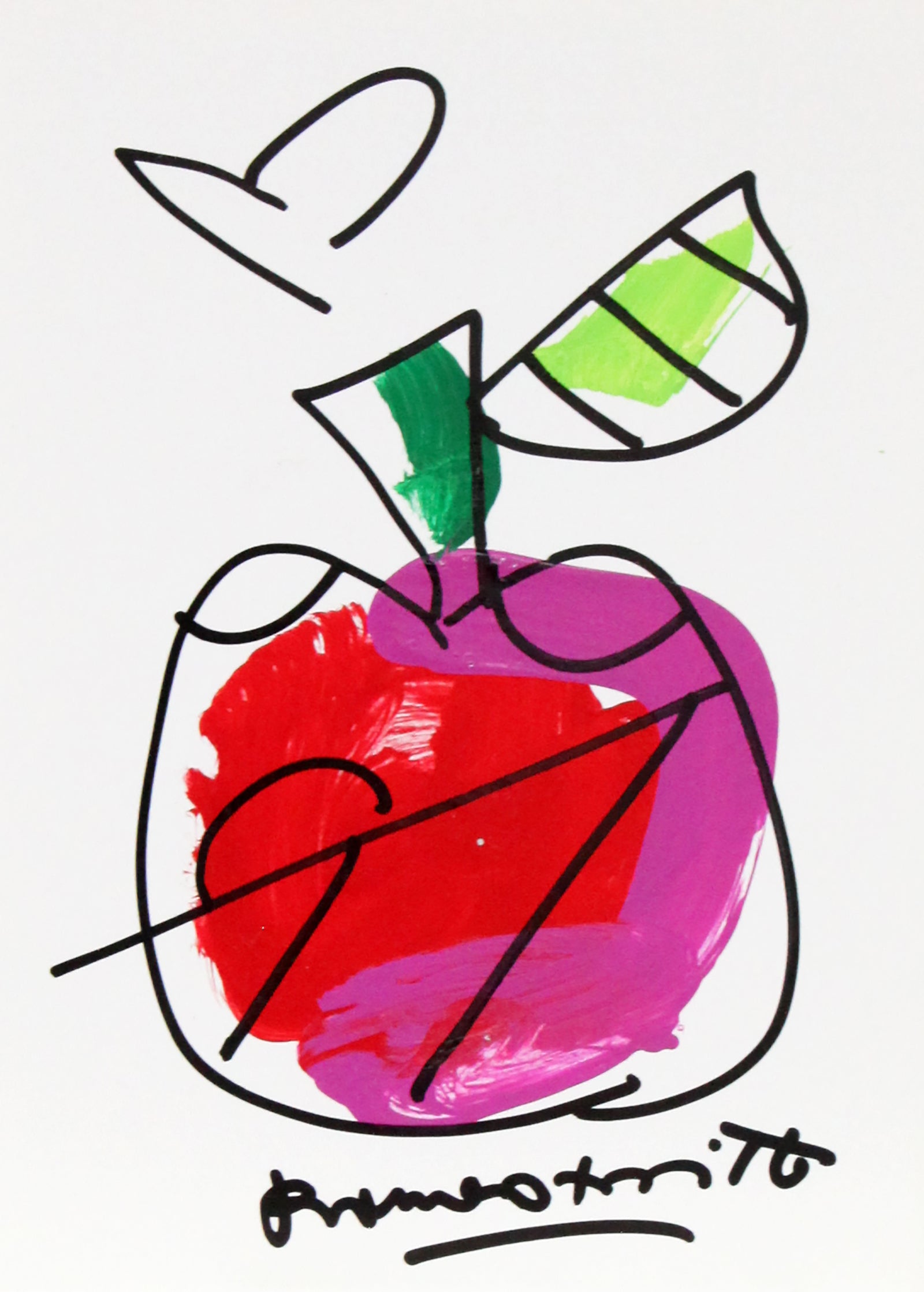 Romero Britto thomas collection apple original drawing  colorful pop art design