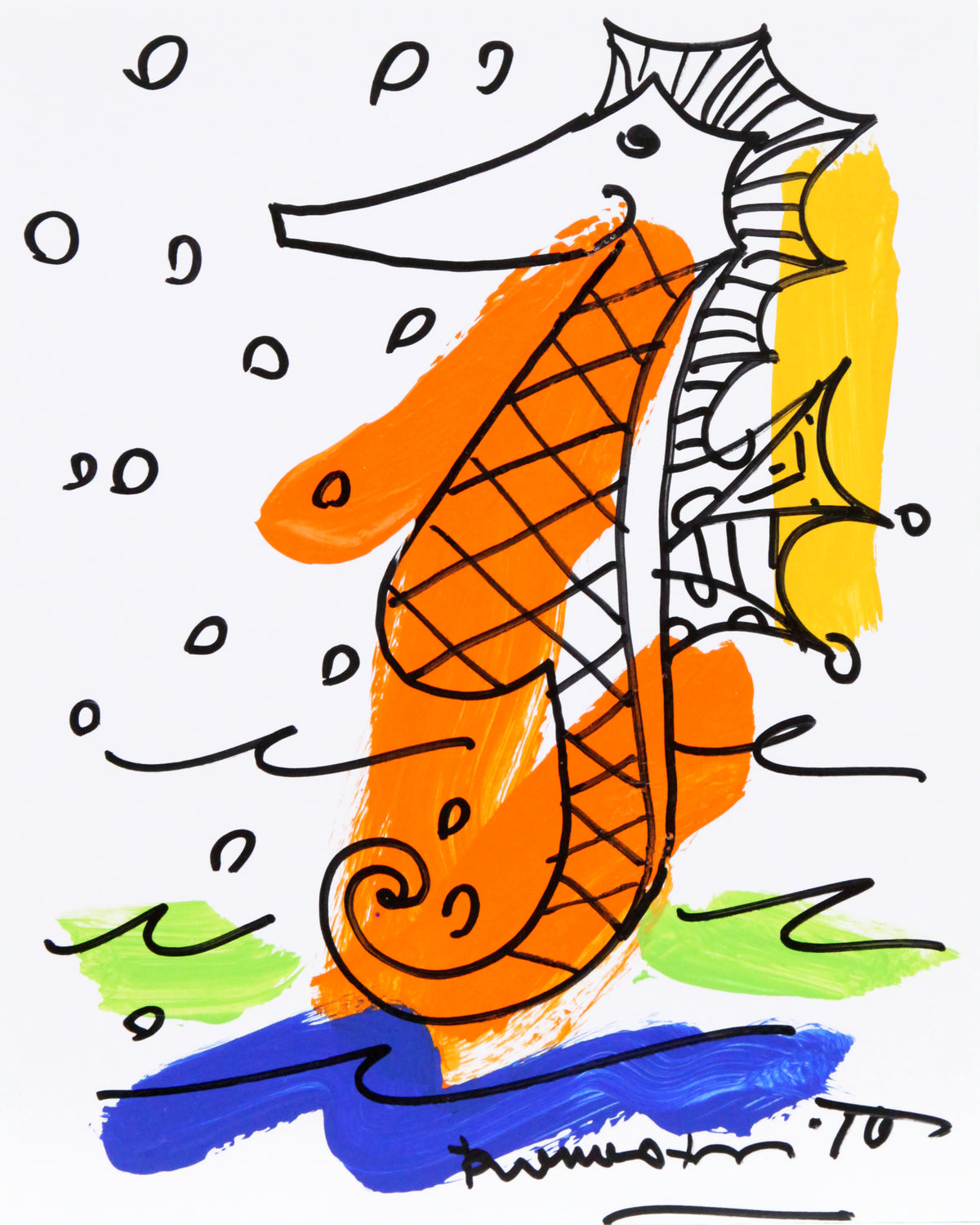 Romero Britto thomas collection seahorse original drawing  colorful pop art design