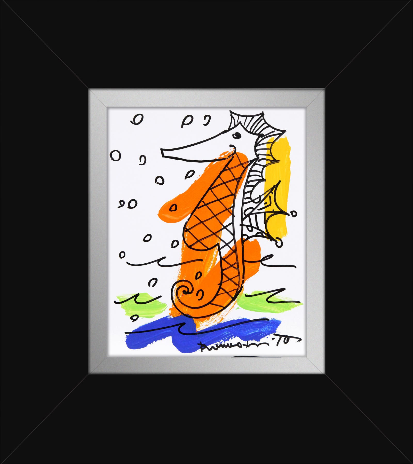 Romero Britto thomas collection seahorse original drawing  colorful pop art design