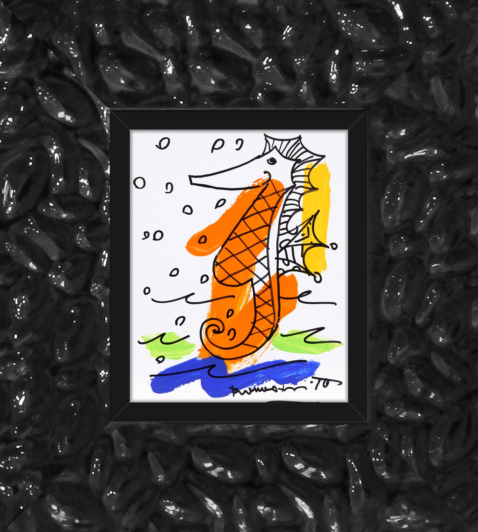thomas collection seahorse original drawing  artistic colorful design collectible