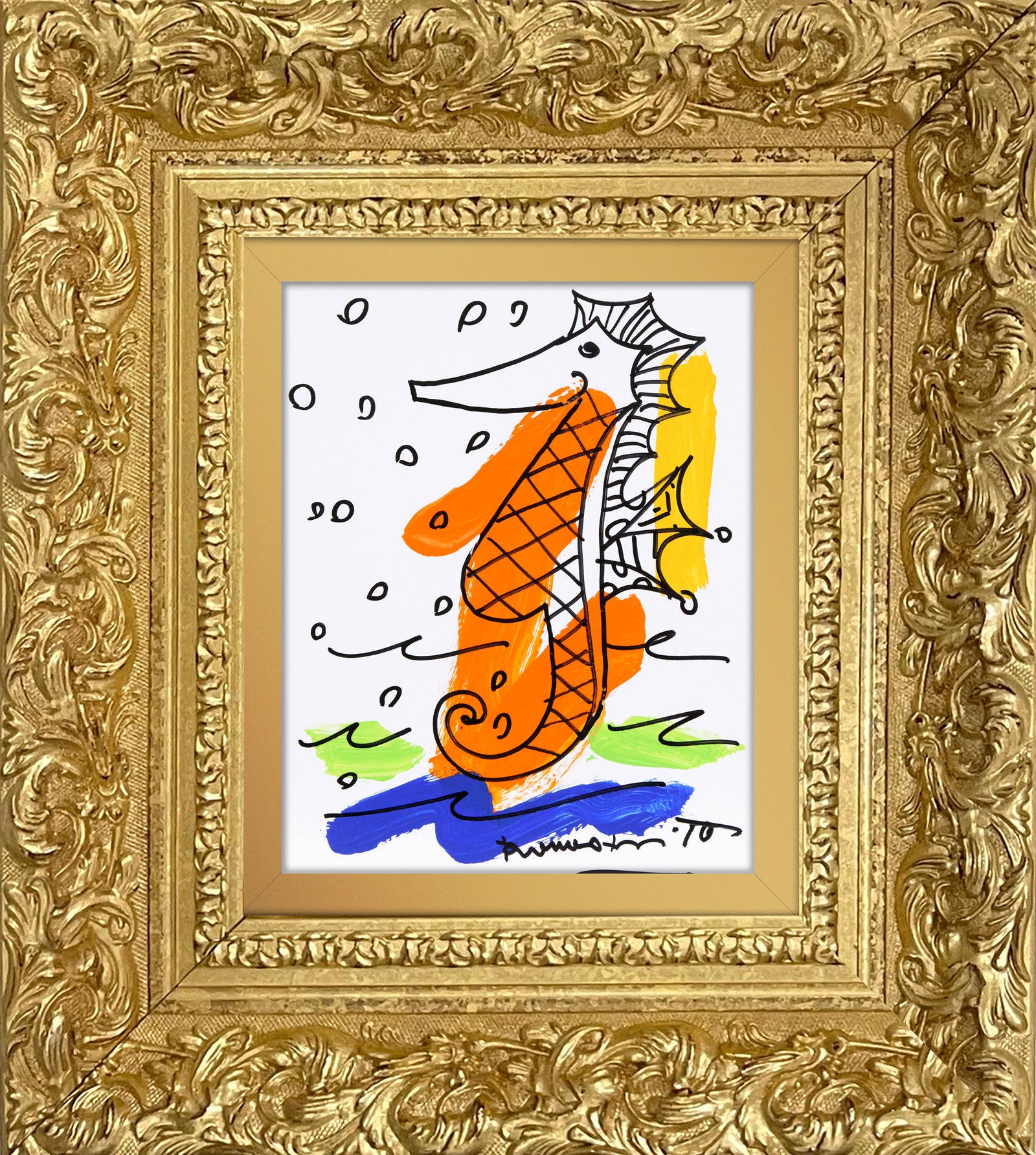 thomas collection seahorse original drawing  colorful decorative collectible gift idea
