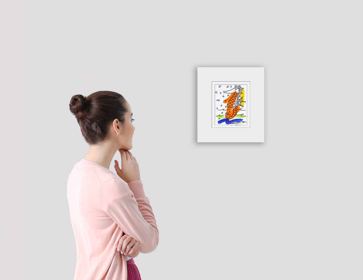 thomas collection seahorse original drawing  artistic colorful design collectible