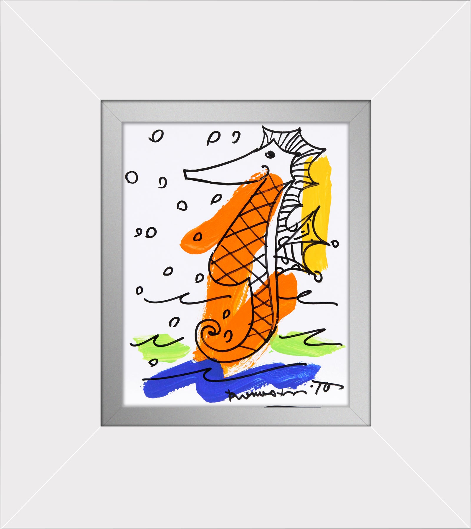 thomas collection seahorse original drawing  artistic colorful design collectible
