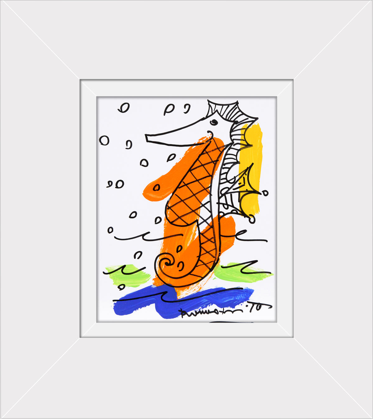 Romero Britto thomas collection seahorse original drawing  contemporary pop art piece