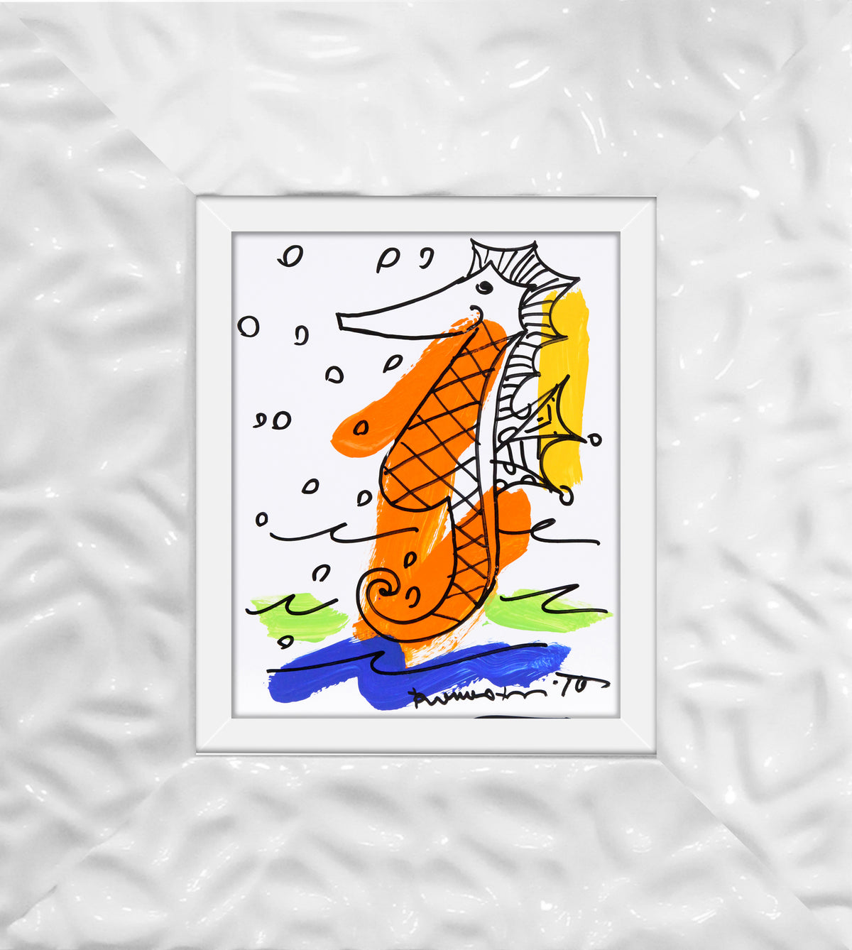 thomas collection seahorse original drawing  colorful decorative collectible gift idea