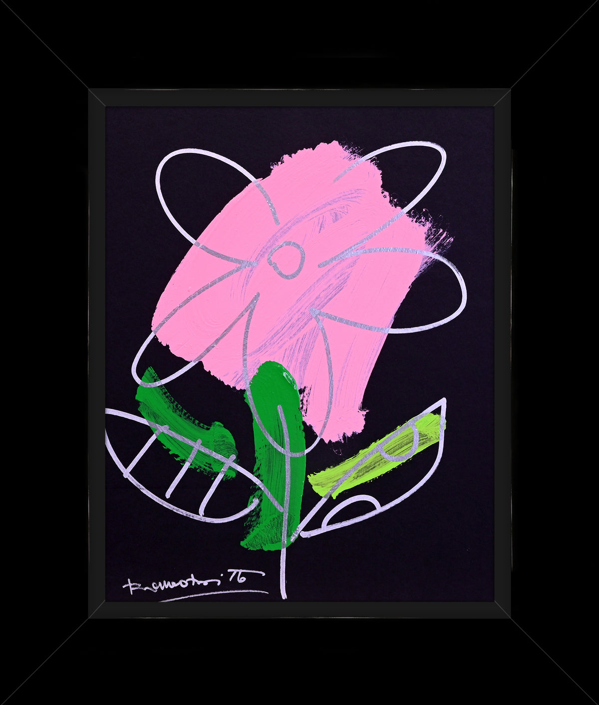 Romero Britto thomas collection flower original drawing  colorful pop art design