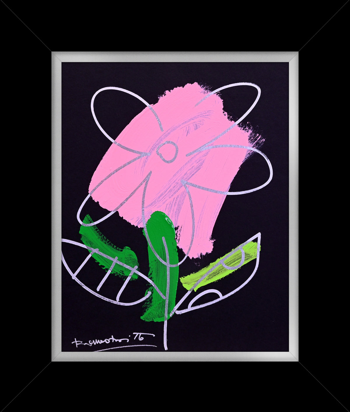 Romero Britto thomas collection flower original drawing  contemporary pop art piece