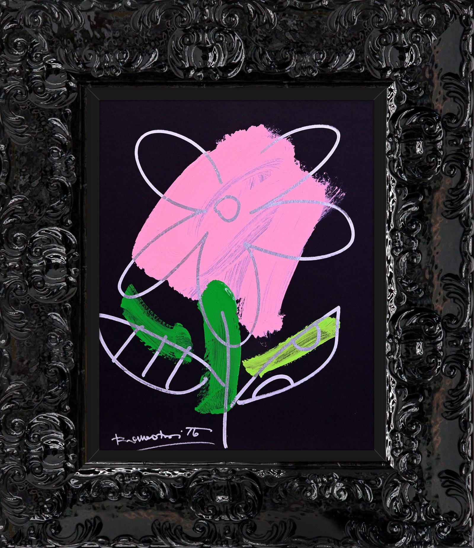 Romero Britto thomas collection flower original drawing  colorful pop art design