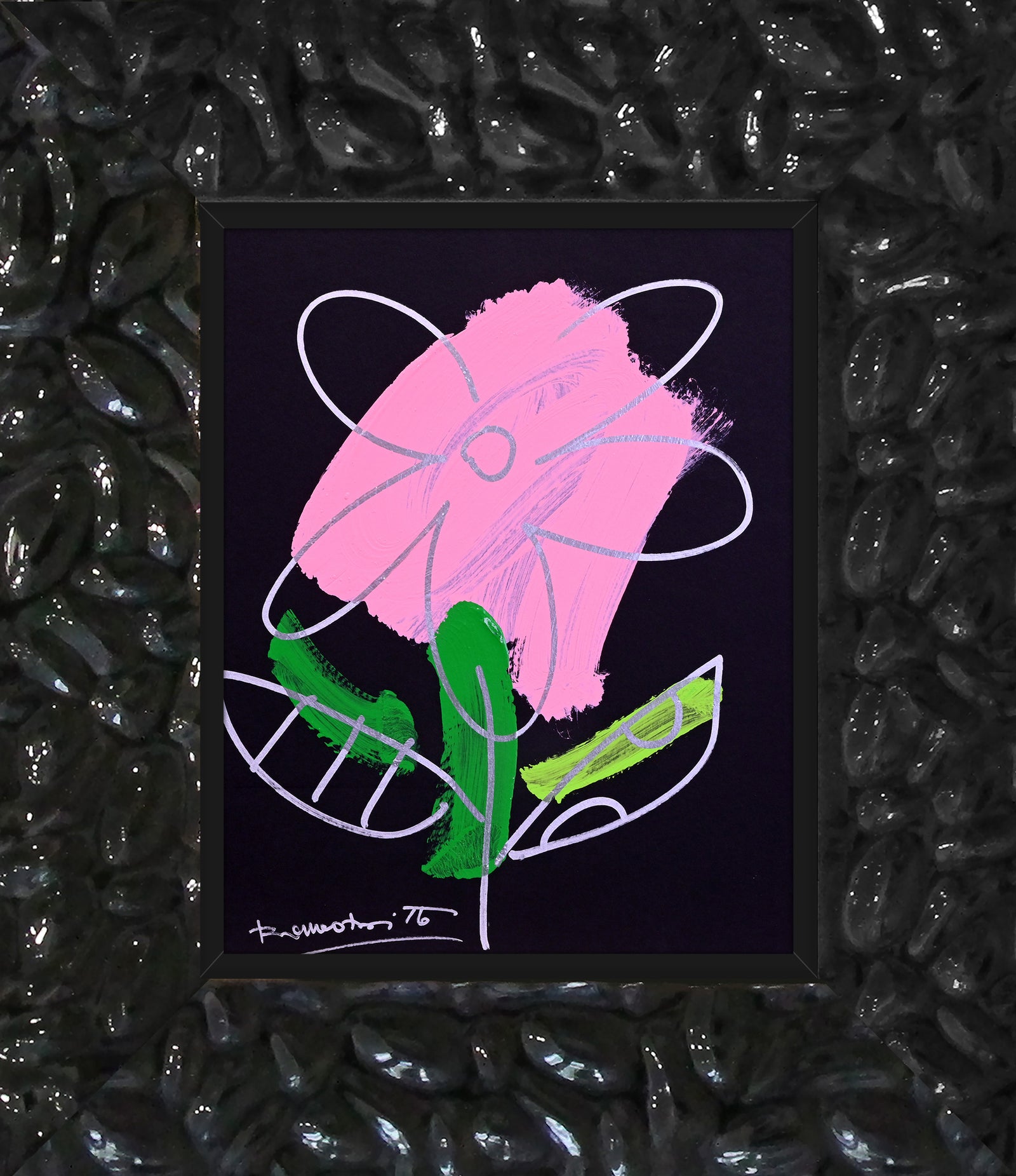modern pop art thomas collection flower original drawing  vibrant home decor