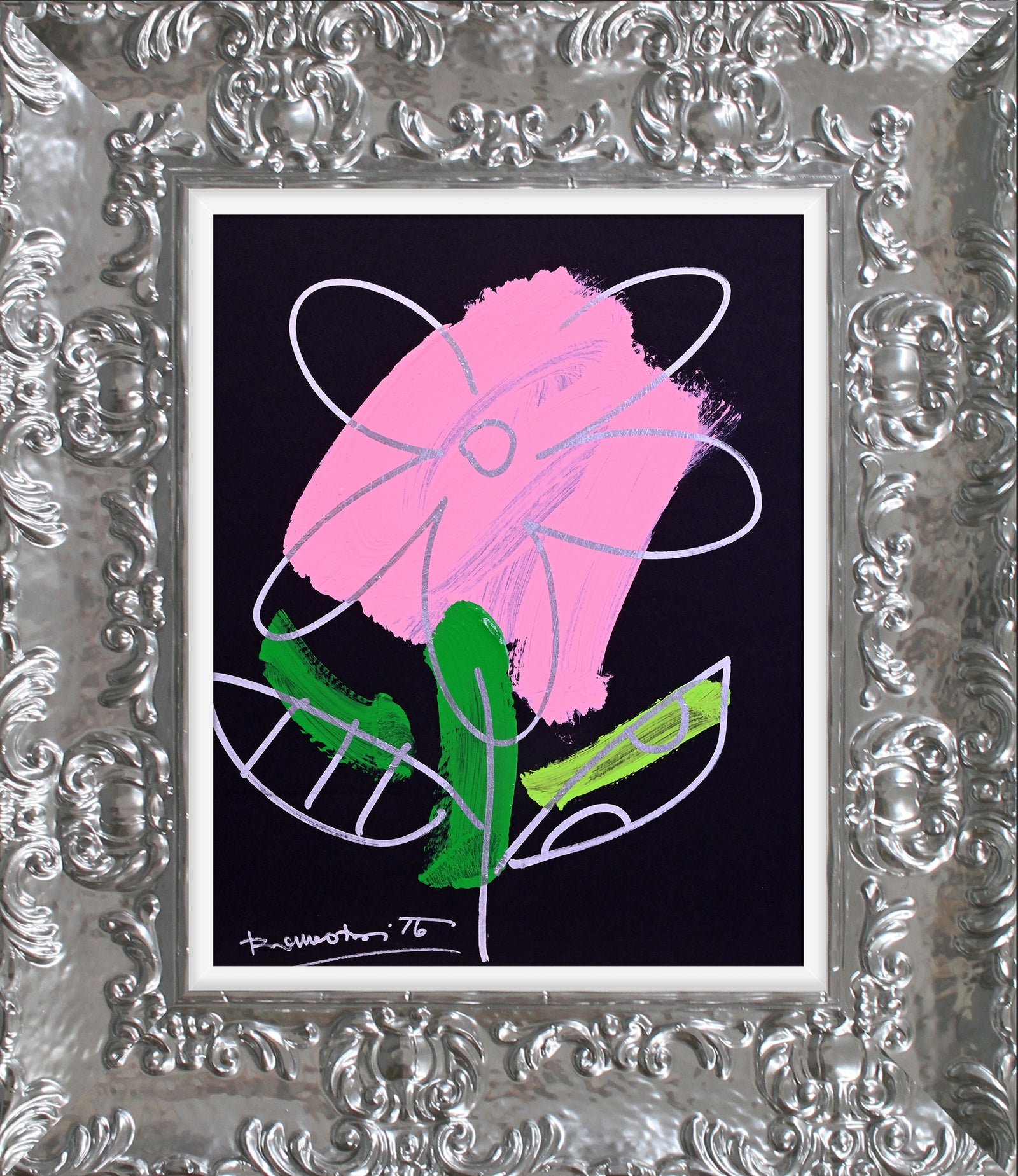 Romero Britto thomas collection flower original drawing  colorful pop art design