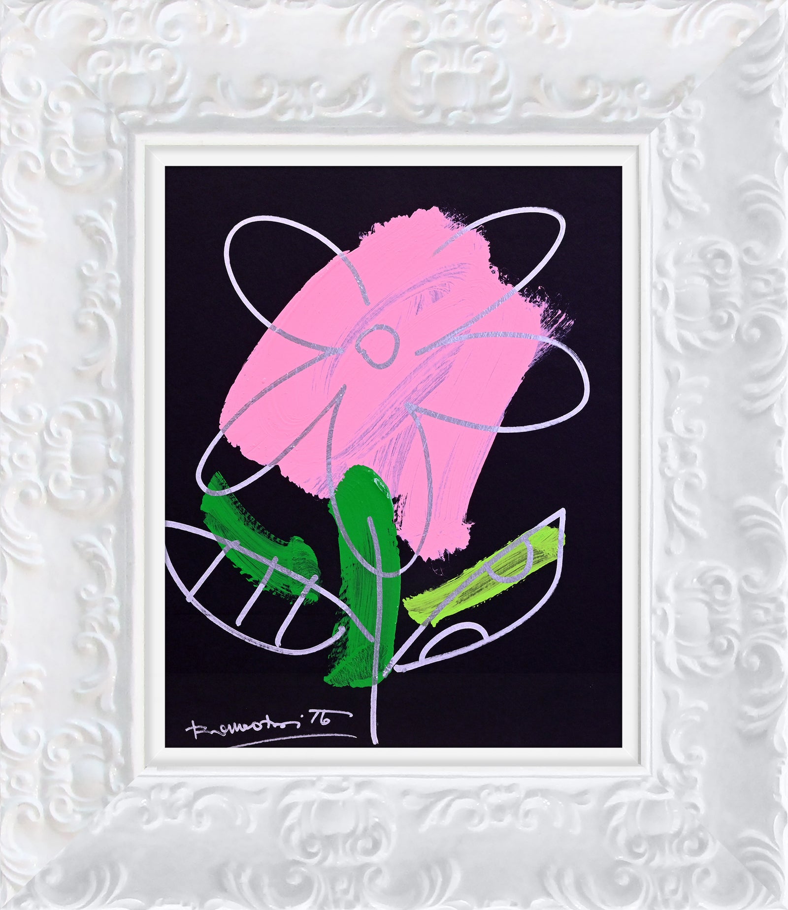 Romero Britto thomas collection flower original drawing  colorful pop art design